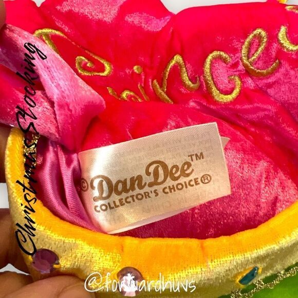 Dan Dee "Princess" Pearl Embellished Pink Shiny Velour Christmas Stocking 19" - Picture 5 of 8